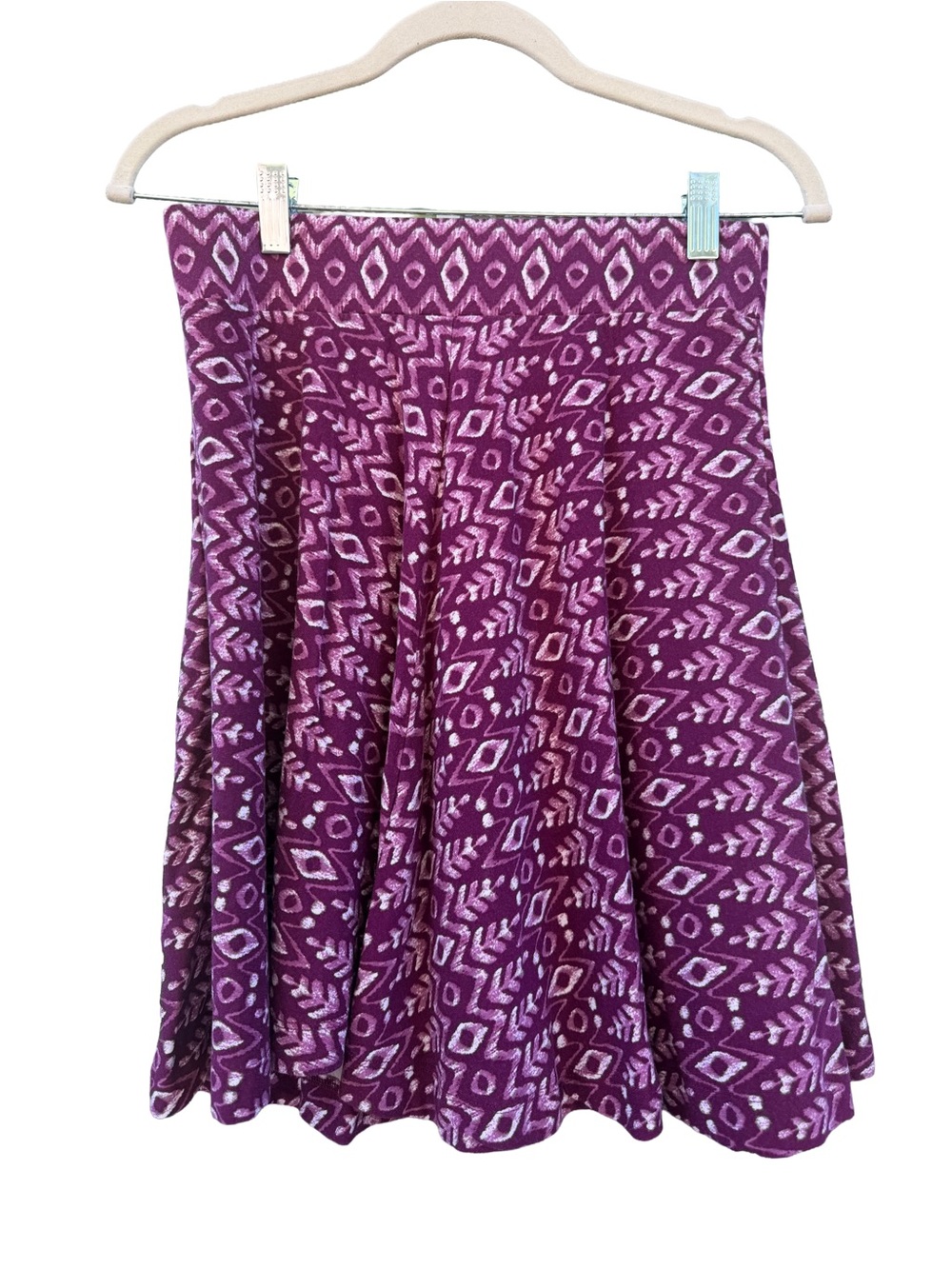 LOFT Women Purple Ikat Geometric Skirt Whimsigoth Indie Boho Mini A-Line XSP
